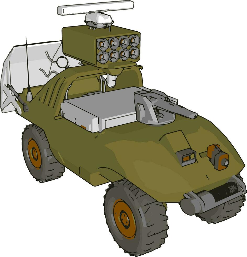 3d vektor illustration på vit bakgrund av en militär missil lansera fordon
