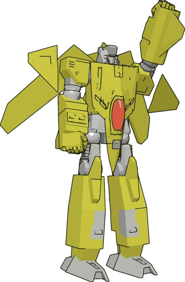 grau und Gelb Roboter Vektor Illustration Weiß Hintergrund