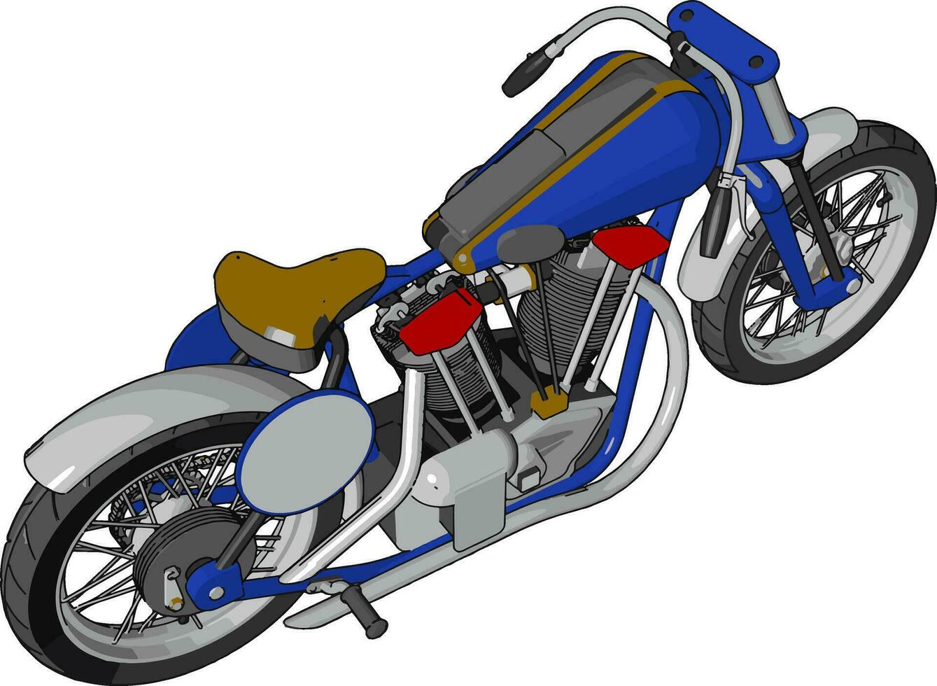 blå årgång chopper motorcykel vektor illustration på vit bakgrund