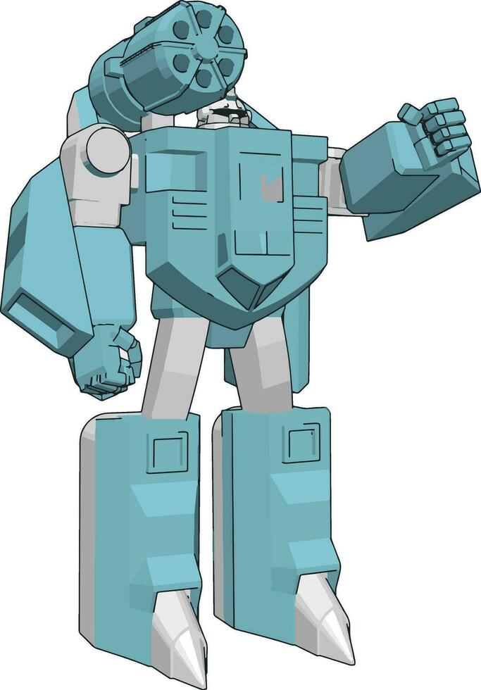 Vektor Illustration von ein grau und Blau Roboter Weiß Hintergrund