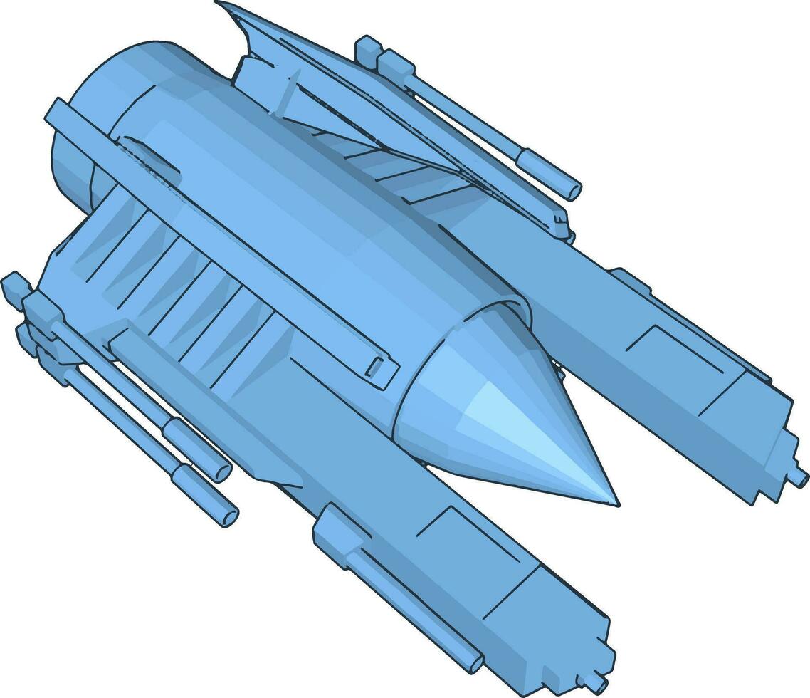 blå sci-fi slagskepp vektor illustration på vit bakgrund