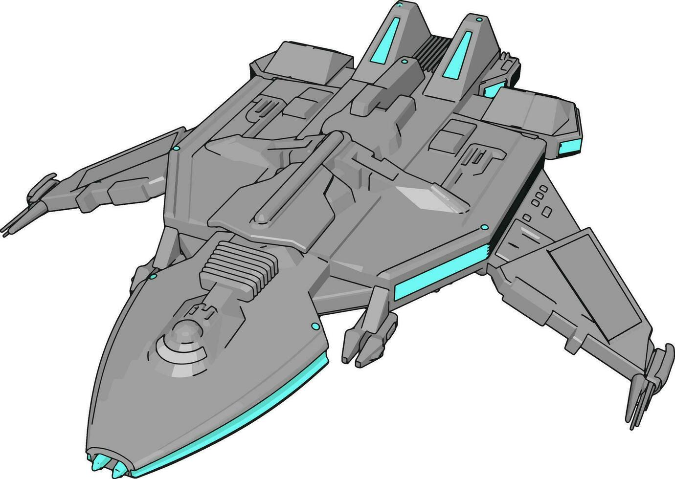 blå och grå rymdskepp vektor illustration på vit bakgrund
