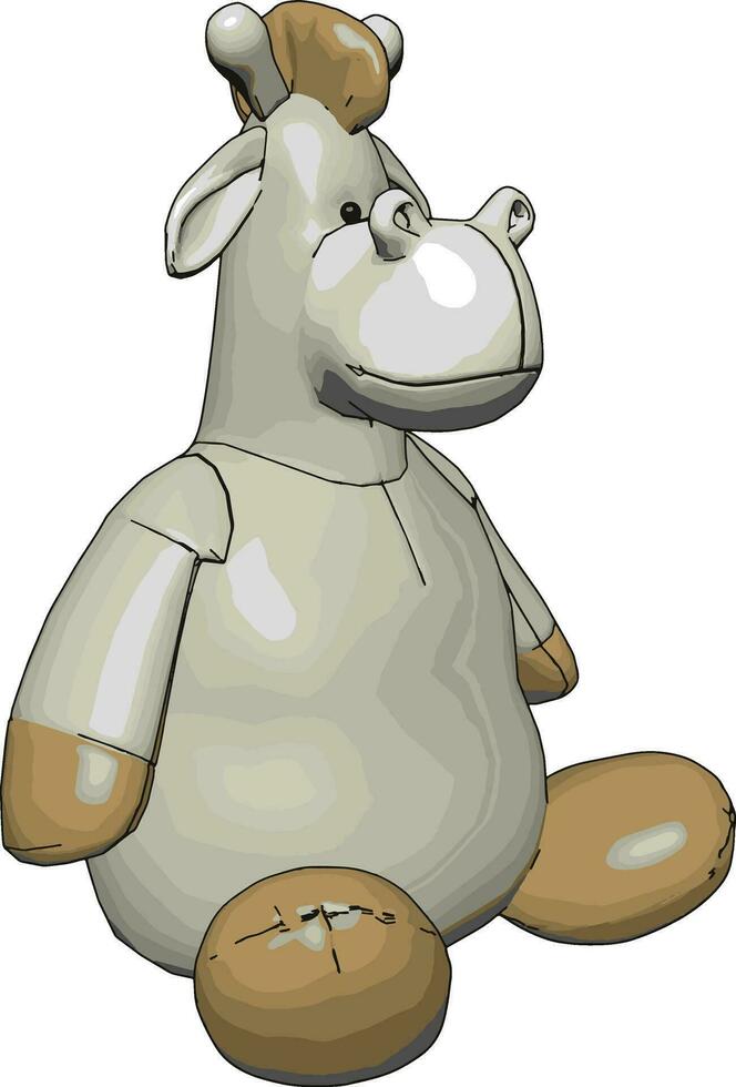fylld leksak flodhäst vektor illustration på vit bakgrund