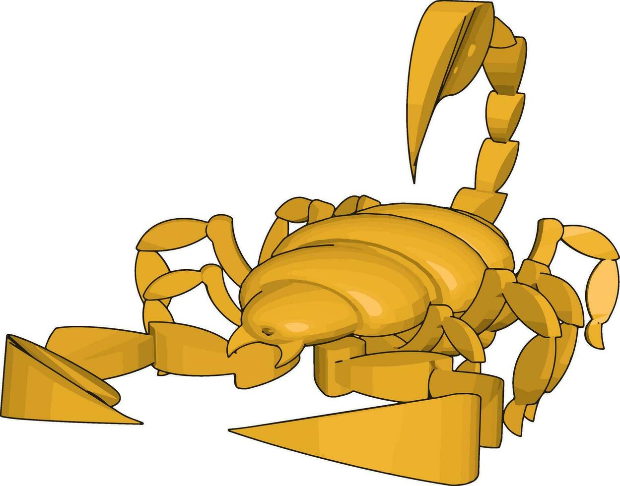 Modus eines 3D-Skorpions, Illustration, Vektor auf weißem Hintergrund.