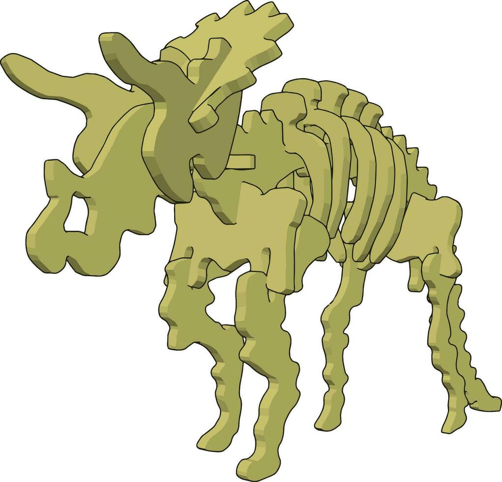 3d dinosaurus skelett, illustration, vektor på vit bakgrund.