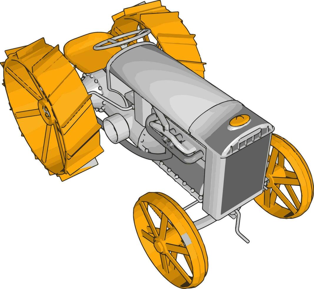 grå och gul traktor vektor illustration på vit bakgrund