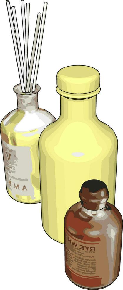 Glasflasche mit Strohhalmen, Illustration, Vektor auf weißem Hintergrund.