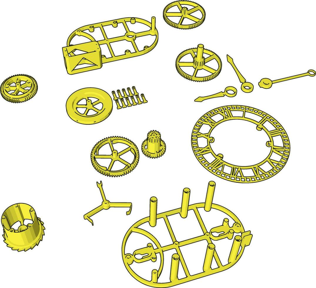 gul demonteras bitar, illustration, vektor på vit bakgrund.