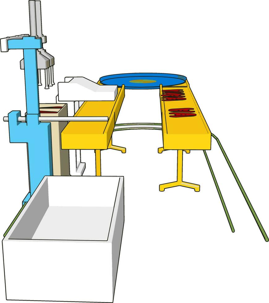 Fabrikmaschine, Illustration, Vektor auf weißem Hintergrund., Illustration, Vektor auf weißem Hintergrund.