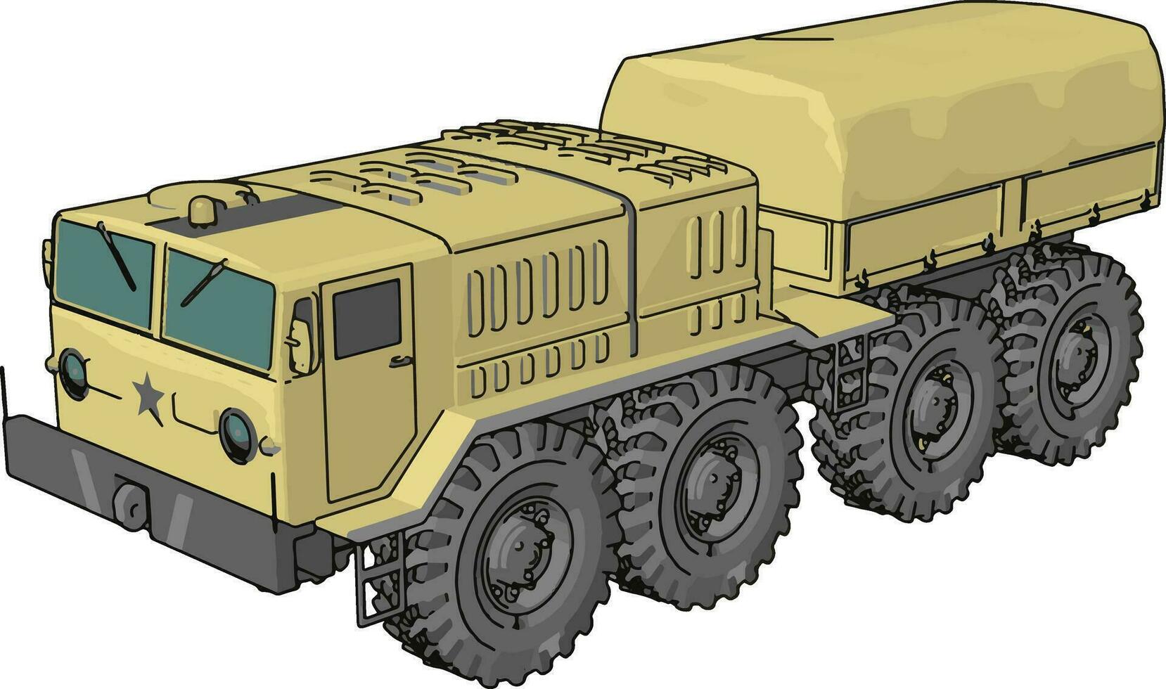 sand militär fordon, illustration, vektor på vit bakgrund.