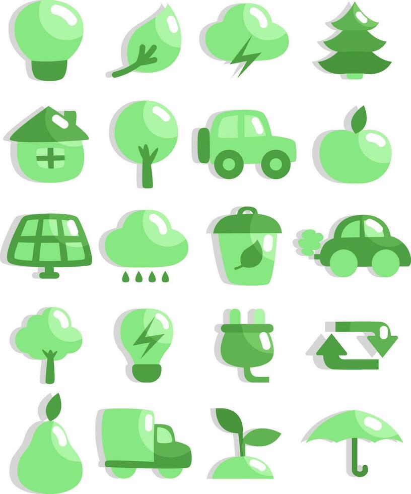 Ökologie-Icon-Set, Symbol, Vektor auf weißem Hintergrund.