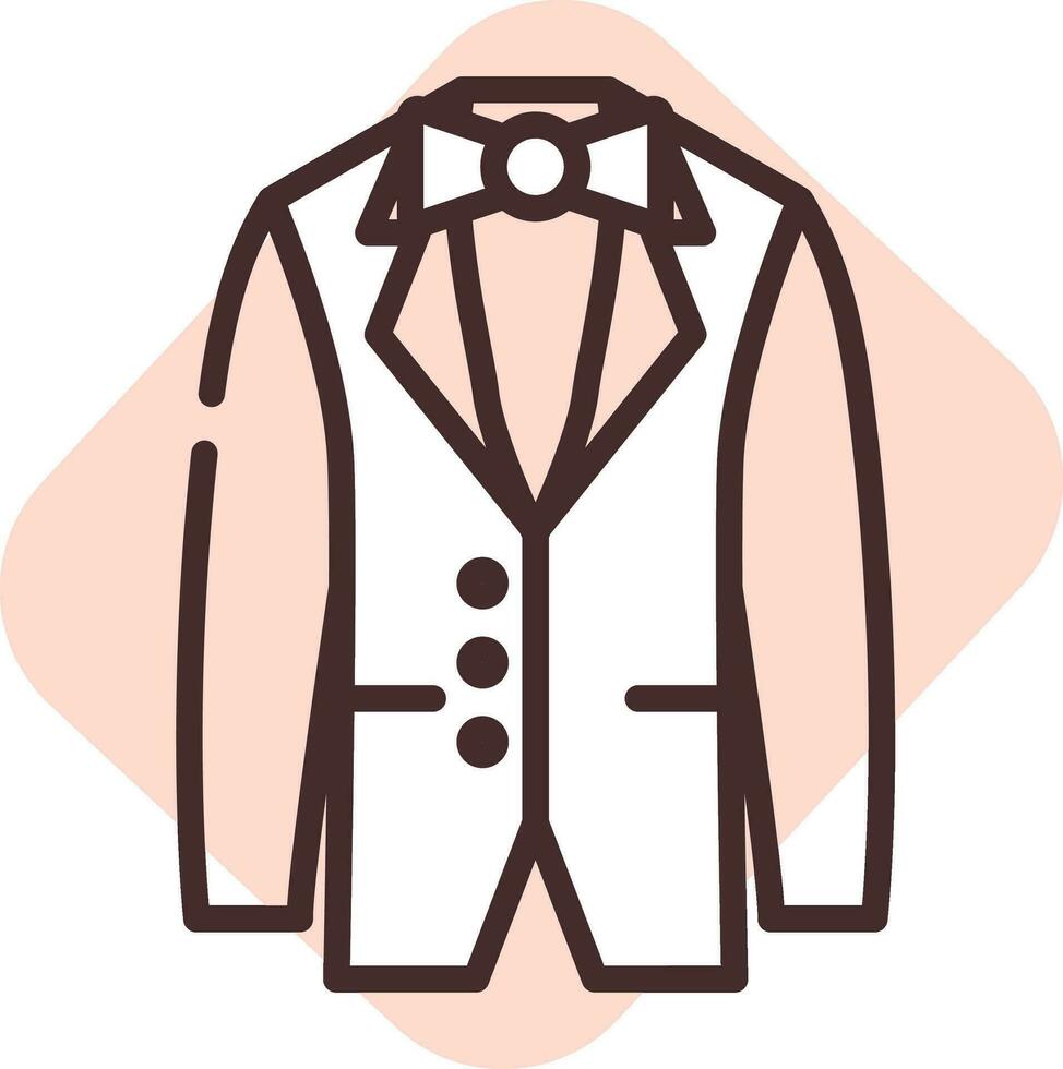 Event-Bräutigam-Anzug, Symbol, Vektor auf weißem Hintergrund.