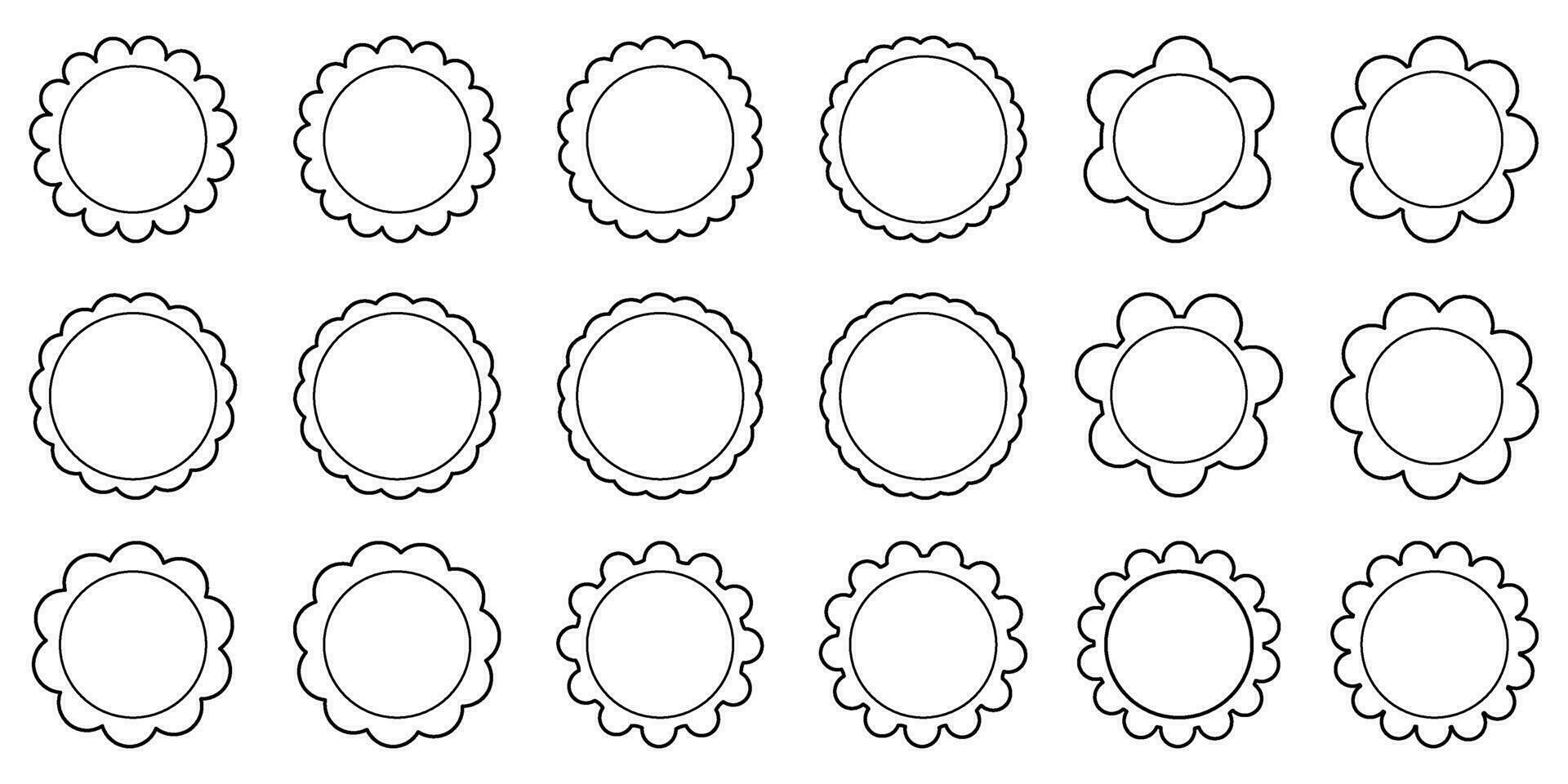 samling av kammussla översikt ram. försäljning taggar. rabatt bricka och etiketter, sturbust pris klistermärken. vektor illustration uppsättning