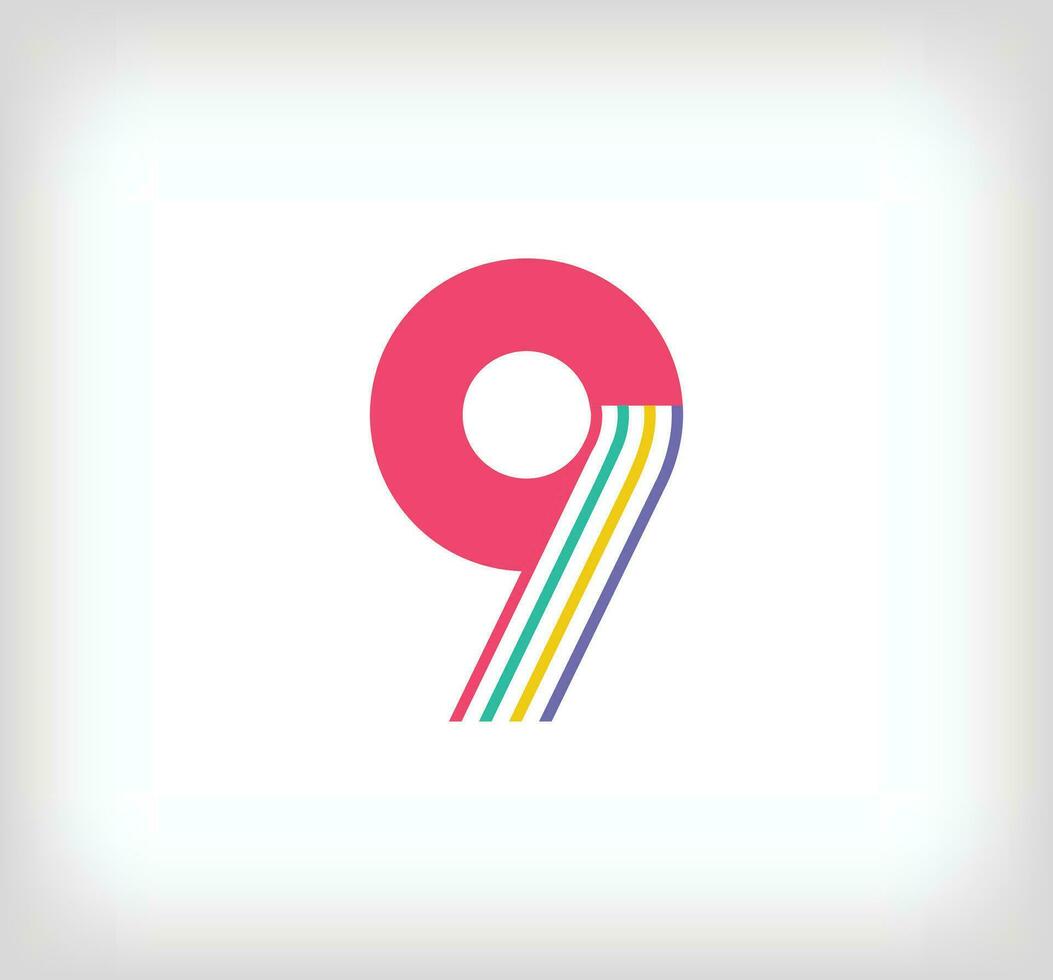 kreativ Sport Nummer 9 mehrfarbig linear Logo. modern Nummer Linien mit Neu Kultur Farben. Schriftart Alphabet Vorlage. kreativ Bildung geometrischer.Vektor vektor