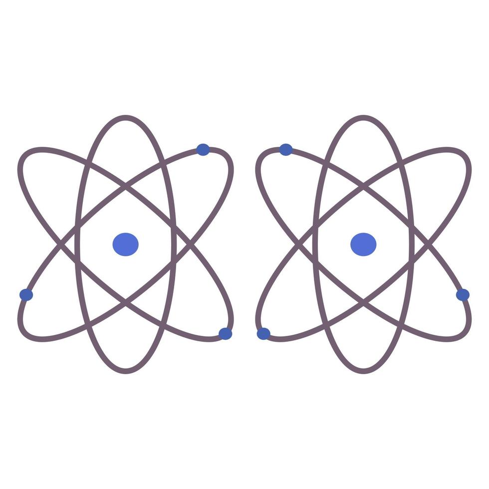 Atom auf weißem Hintergrund dargestellt vektor