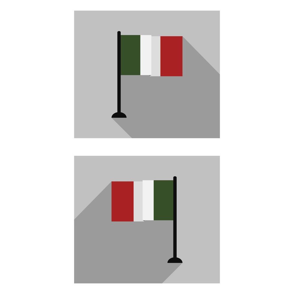 Italien-Flagge auf weißem Hintergrund dargestellt vektor