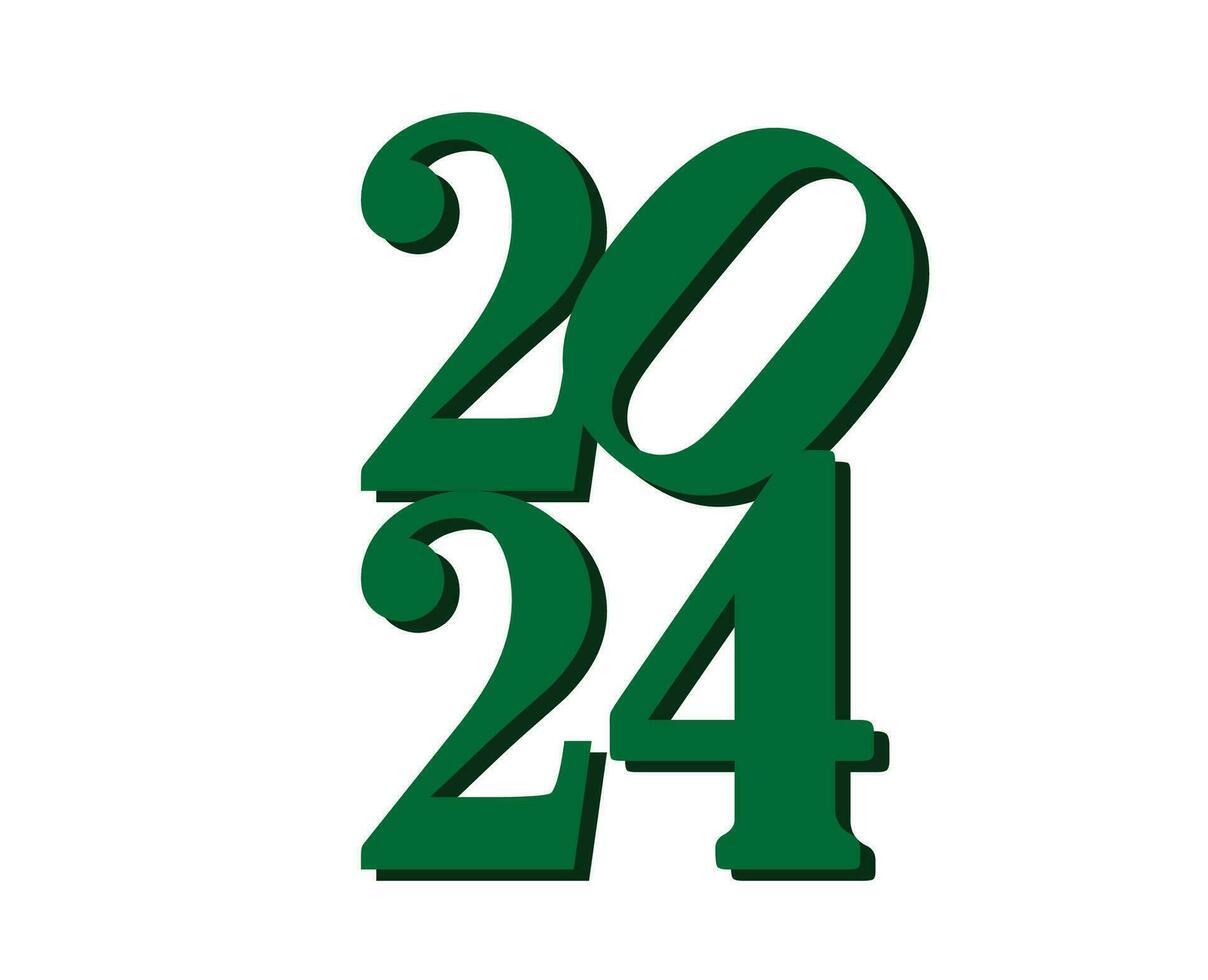 2024 Lycklig ny år Semester grön grafisk design abstrakt vektor logotyp symbol illustration