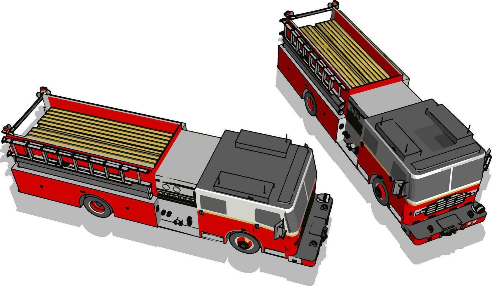 Feuerwehrauto, Illustration, Vektor auf weißem Hintergrund.