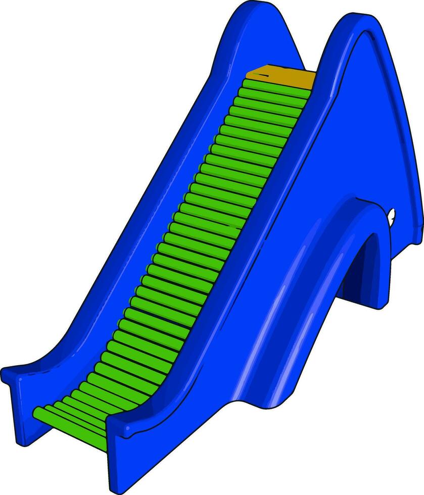 blaue Rolltreppe, Illustration, Vektor auf weißem Hintergrund.