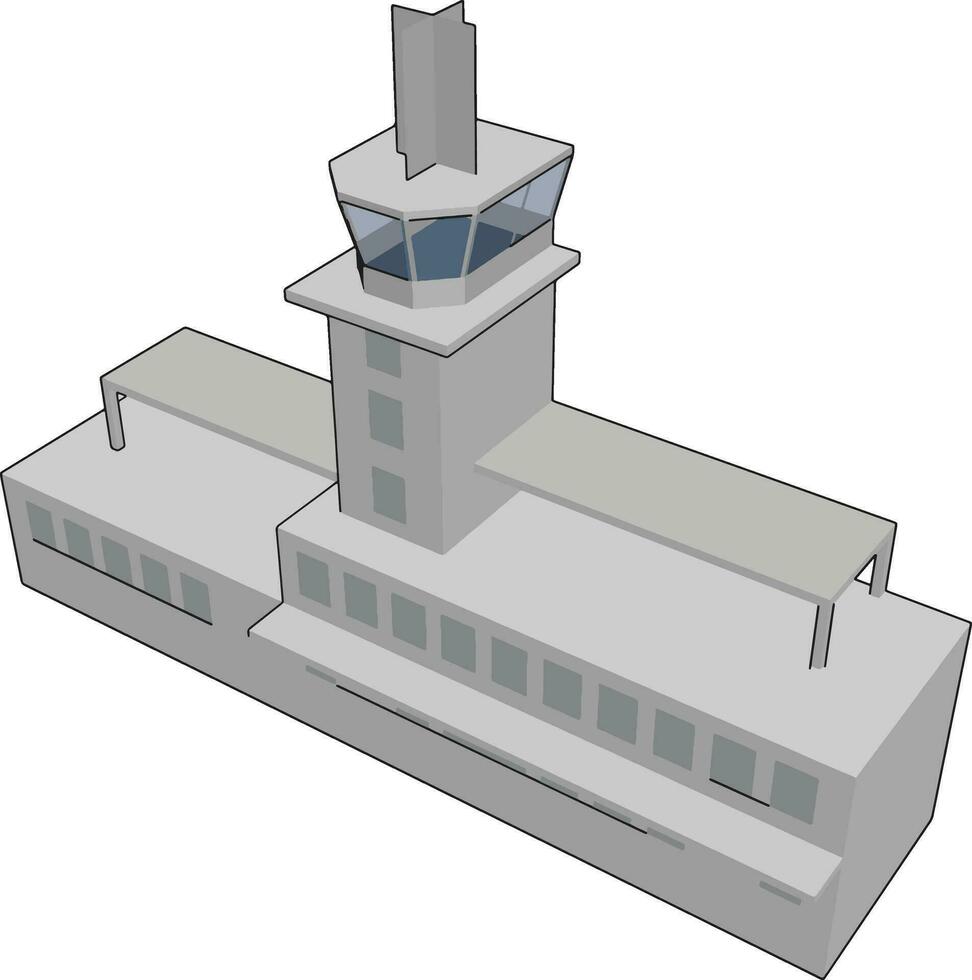 enkel vektor illustration av en grå flygplats torn vit bakgrund