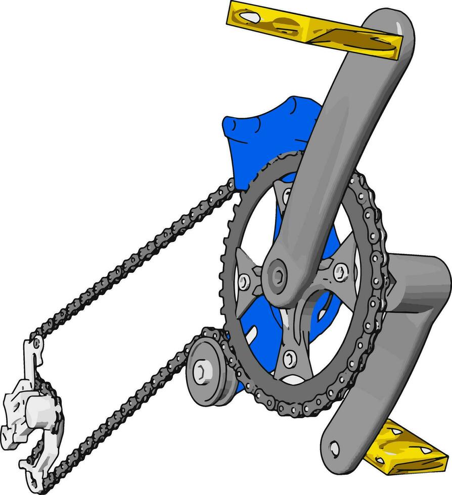 grå vev uppsättning för cykel med gul pedaler vektor illustration på vit bakgrund