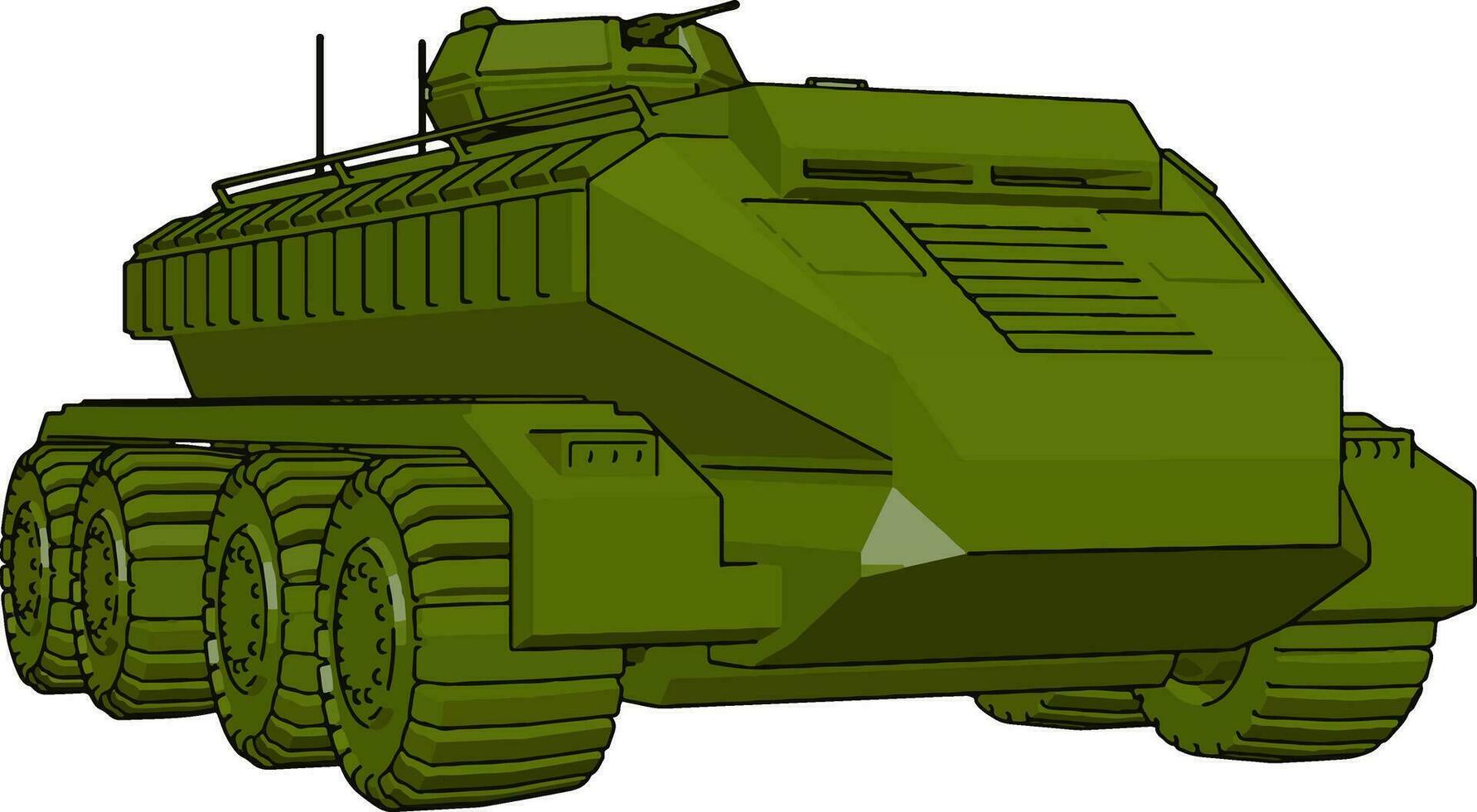 3d Vektor Illustration auf Weiß Hintergrund von ein Grün gepanzert Militär- Fahrzeug