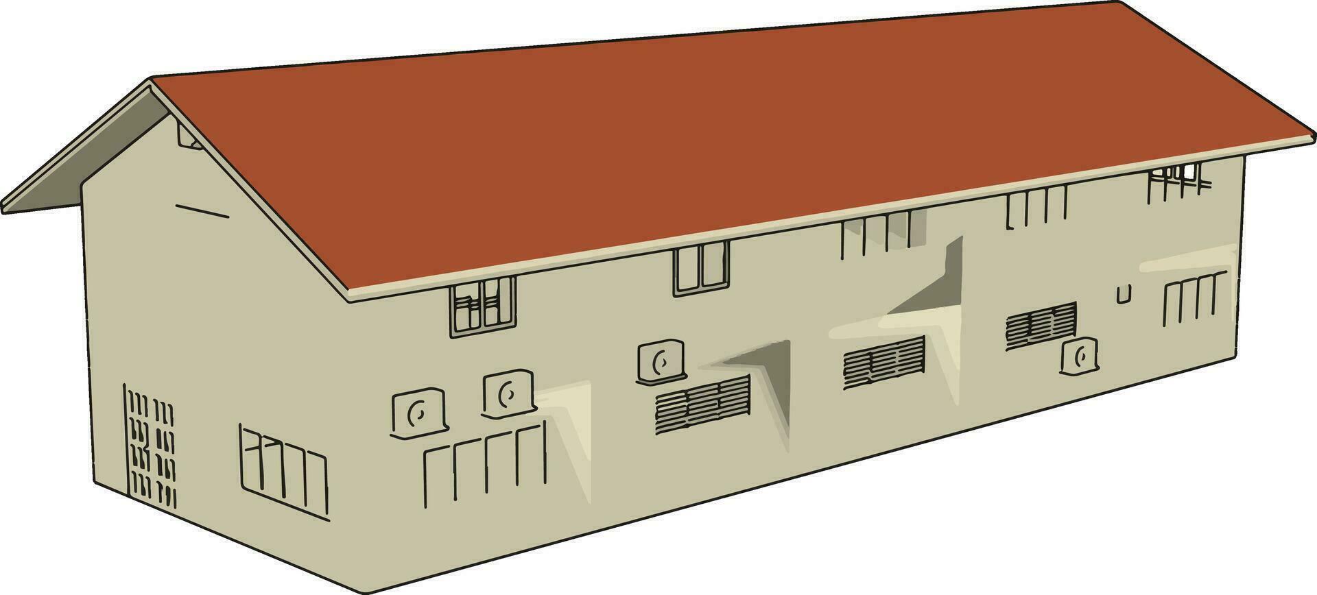 hangar byggnad, illustration, vektor på vit bakgrund.