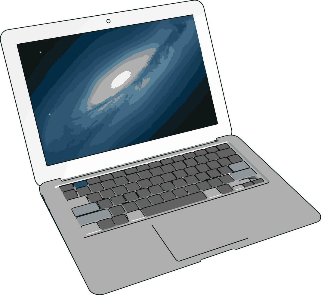 modell av en bärbar dator, illustration, vektor på vit bakgrund.