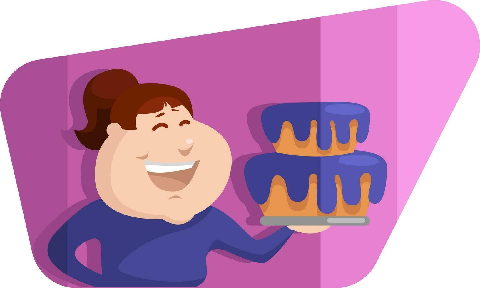 Dame mit ein Kuchen, Illustration, Vektor auf ein Weiß Hintergrund.