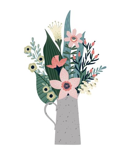 Vektor illustration bukett blommor. Designmall för kort, affisch, flygblad.