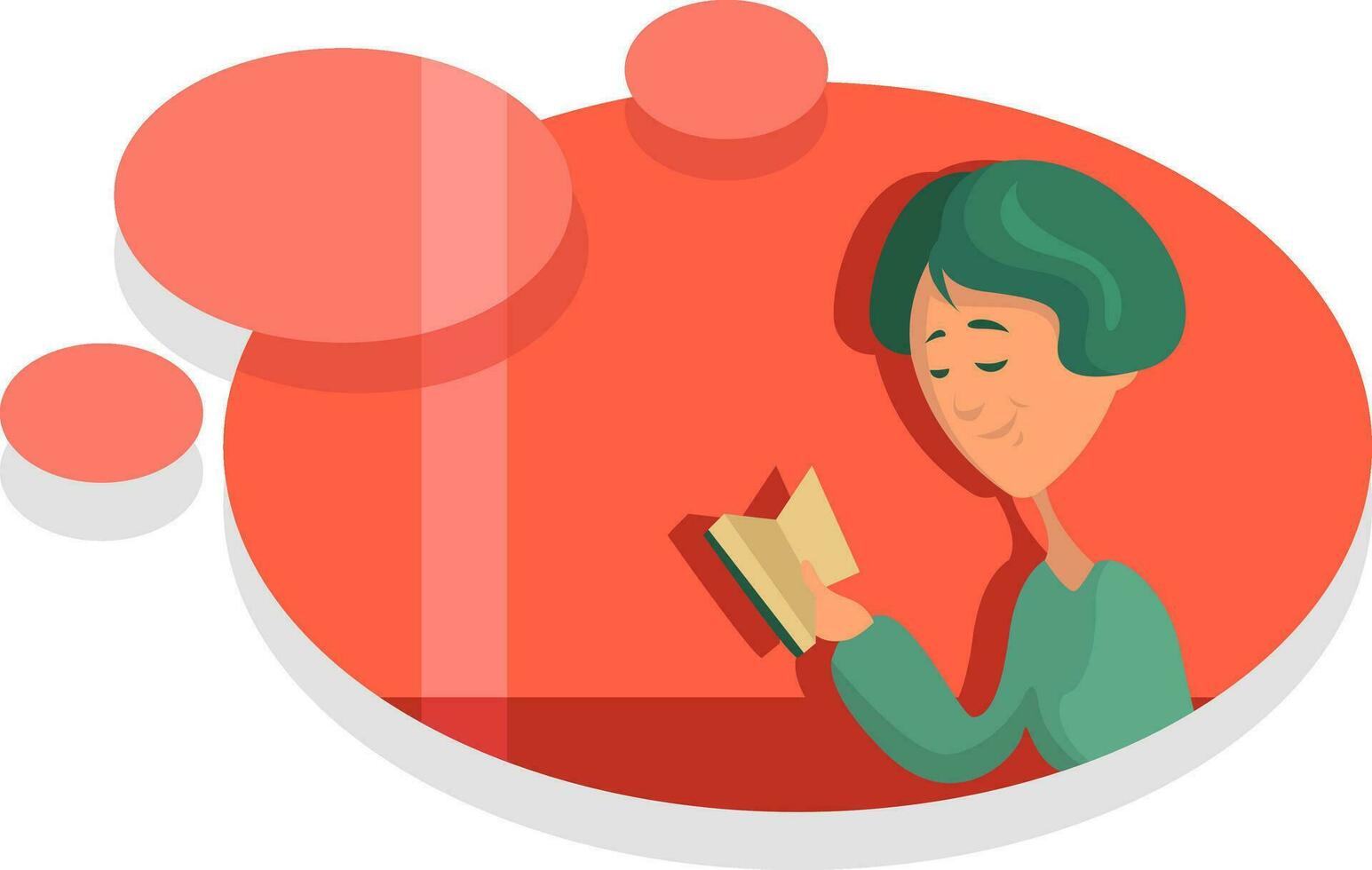 Frau lesen Buch, Illustration, Vektor auf ein Weiß Hintergrund.