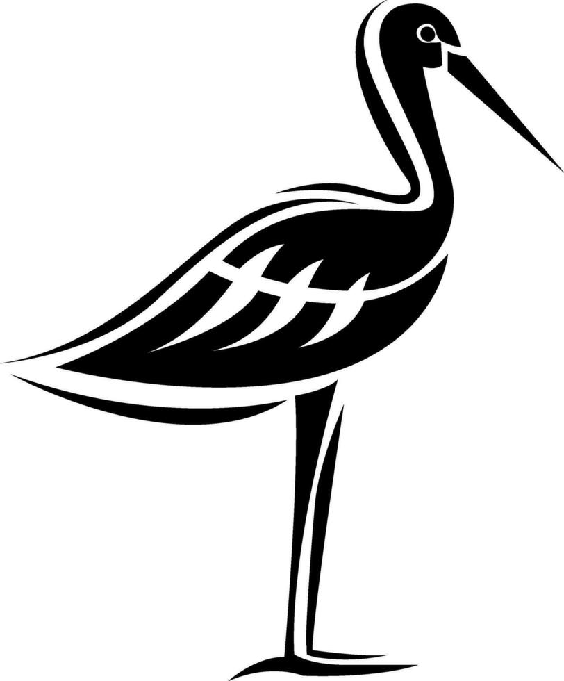 stork fågel tatuering, tatuering illustration, vektor på en vit bakgrund.