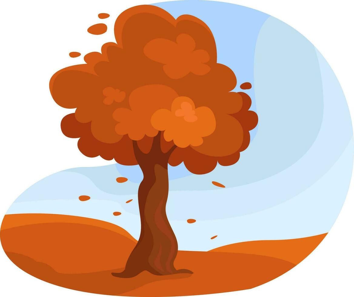 höst orange träd, illustration, vektor på en vit bakgrund.