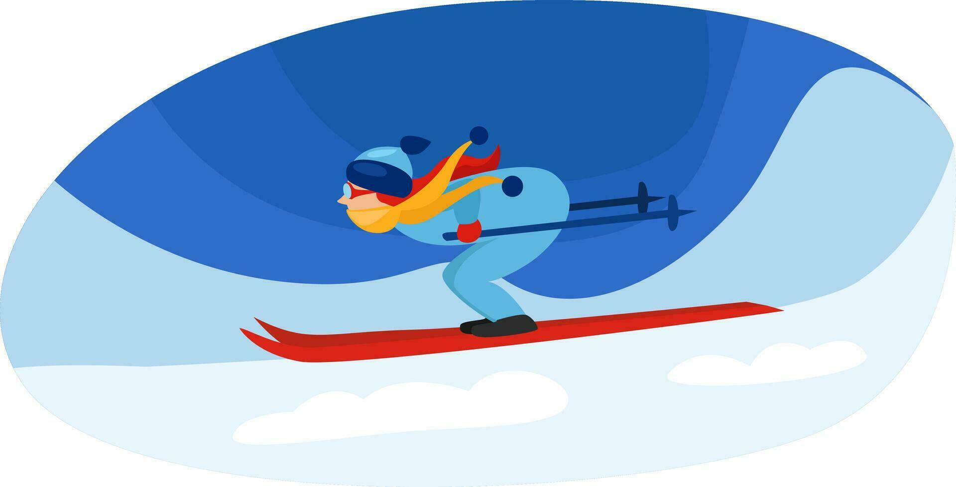 Skifahrer auf Schnee, Illustration, Vektor auf ein Weiß Hintergrund.