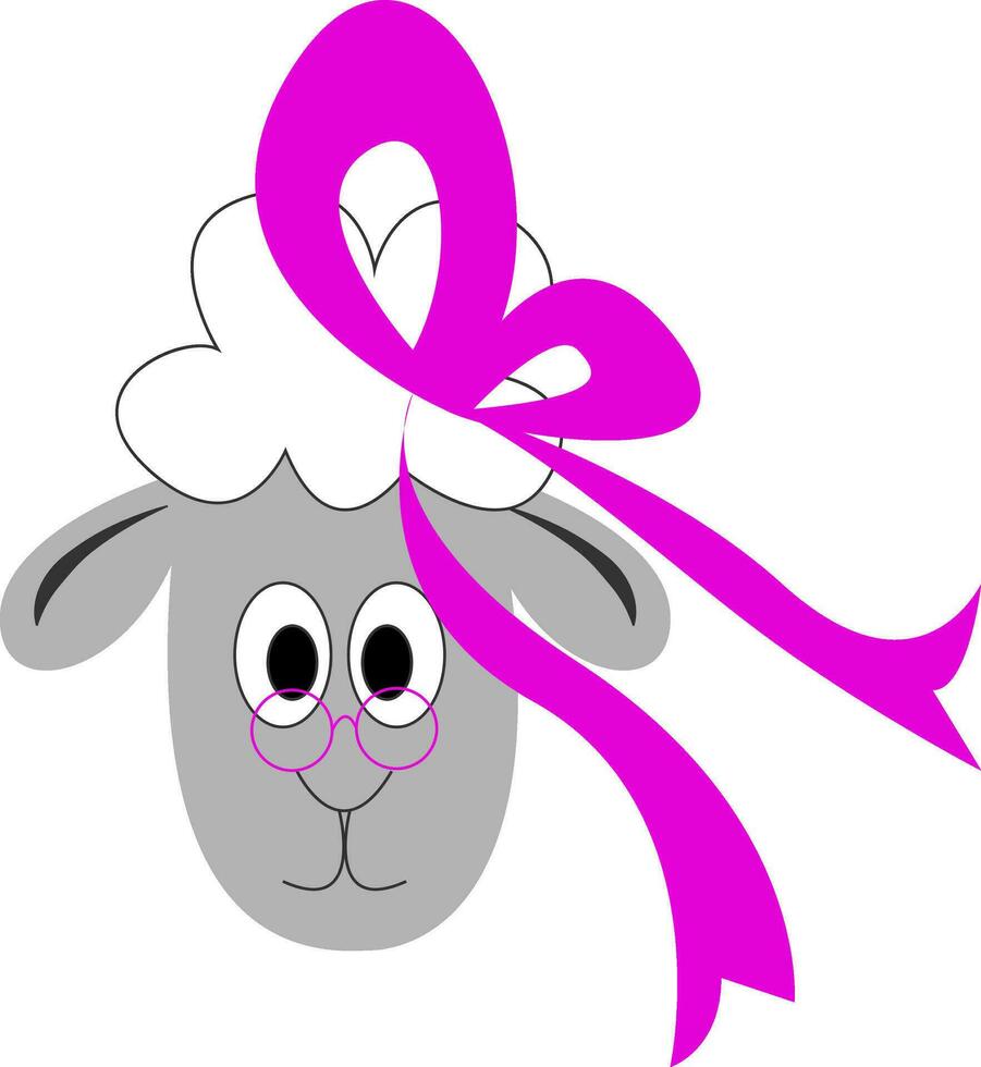 flicka lamm med lila ögonbryn och pannband illustration vektor på vit bakgrund