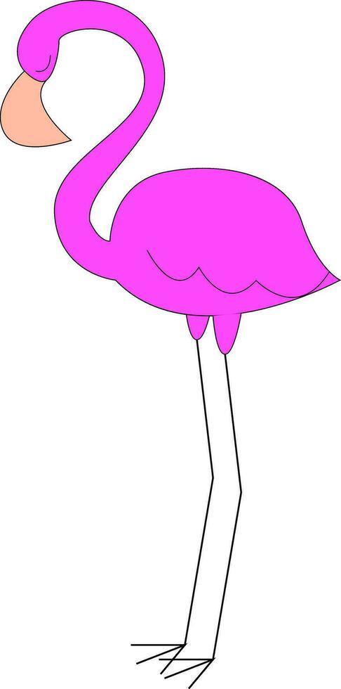 ledsen liten rosa flamingo illustration vektor på vit bakgrund