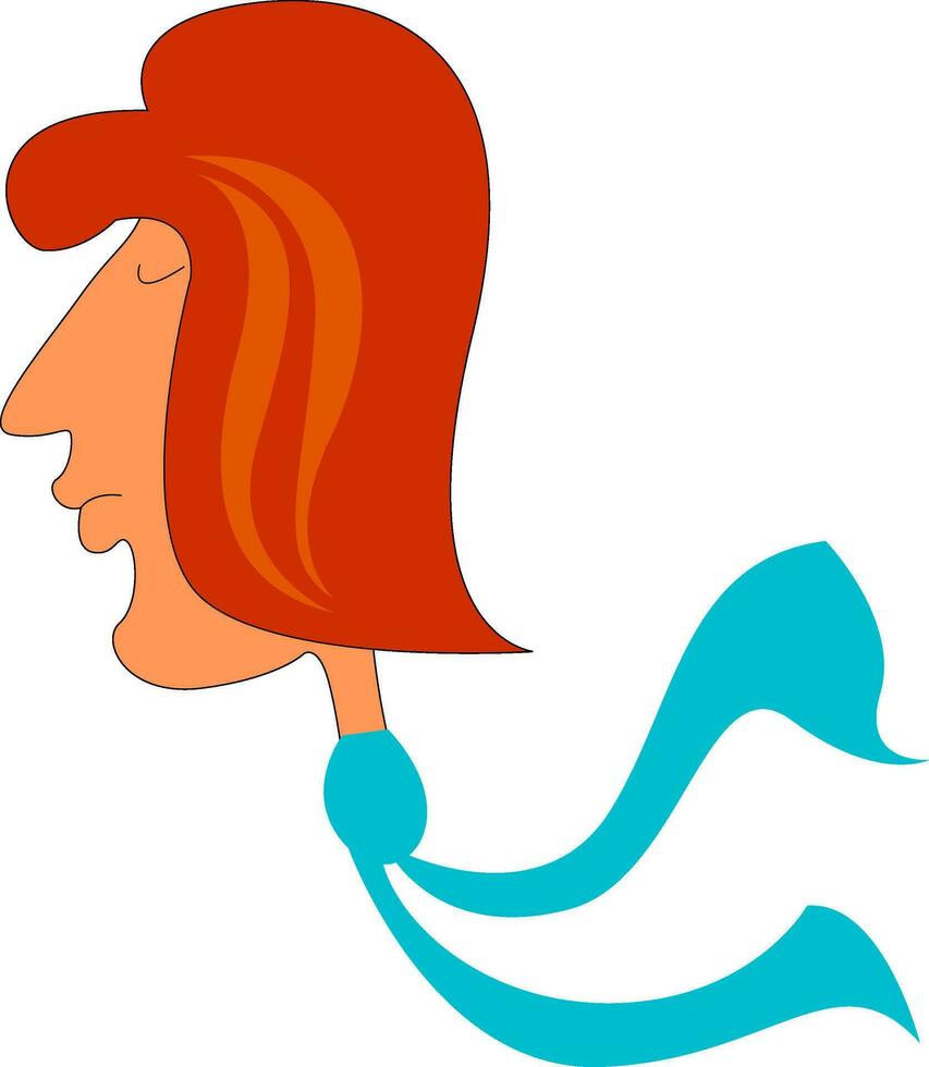 en kvinna i blå scarf vektor eller Färg illustration