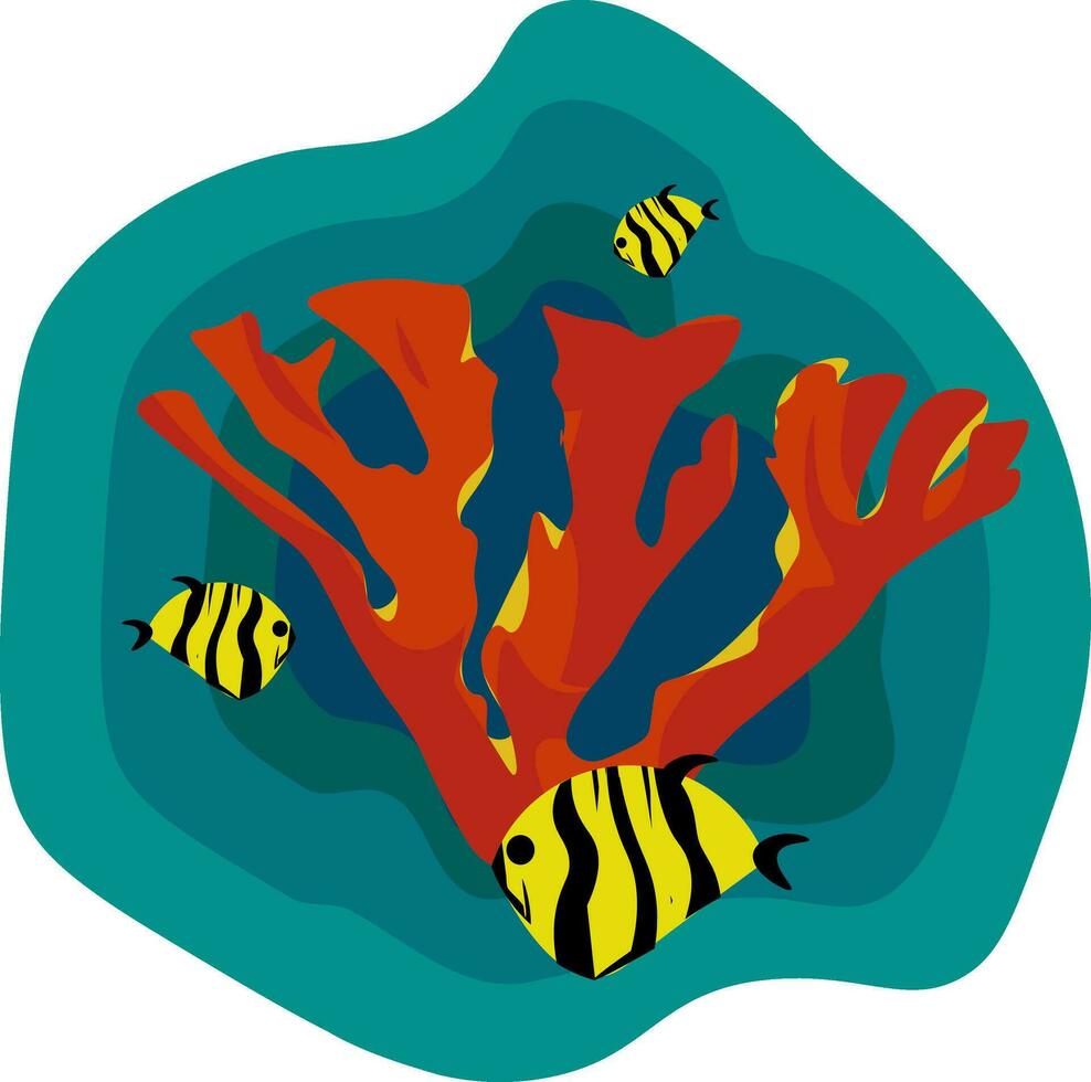 Korallen und Fisch Vektor oder Farbe Illustration