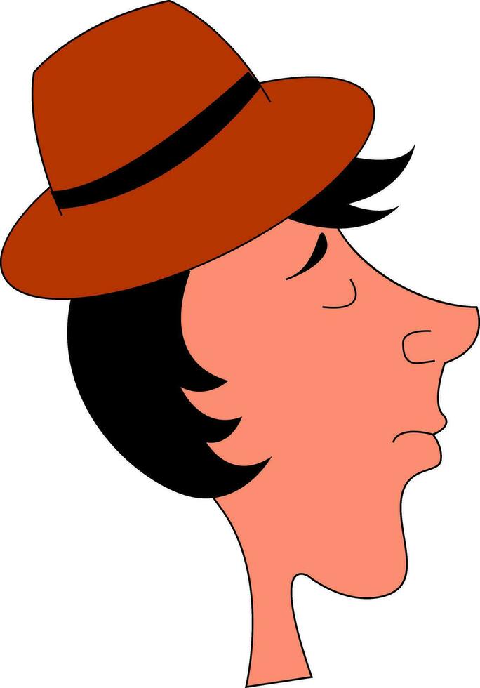 ein Profil von ein Kerl im rot Hut Vektor oder Farbe Illustration