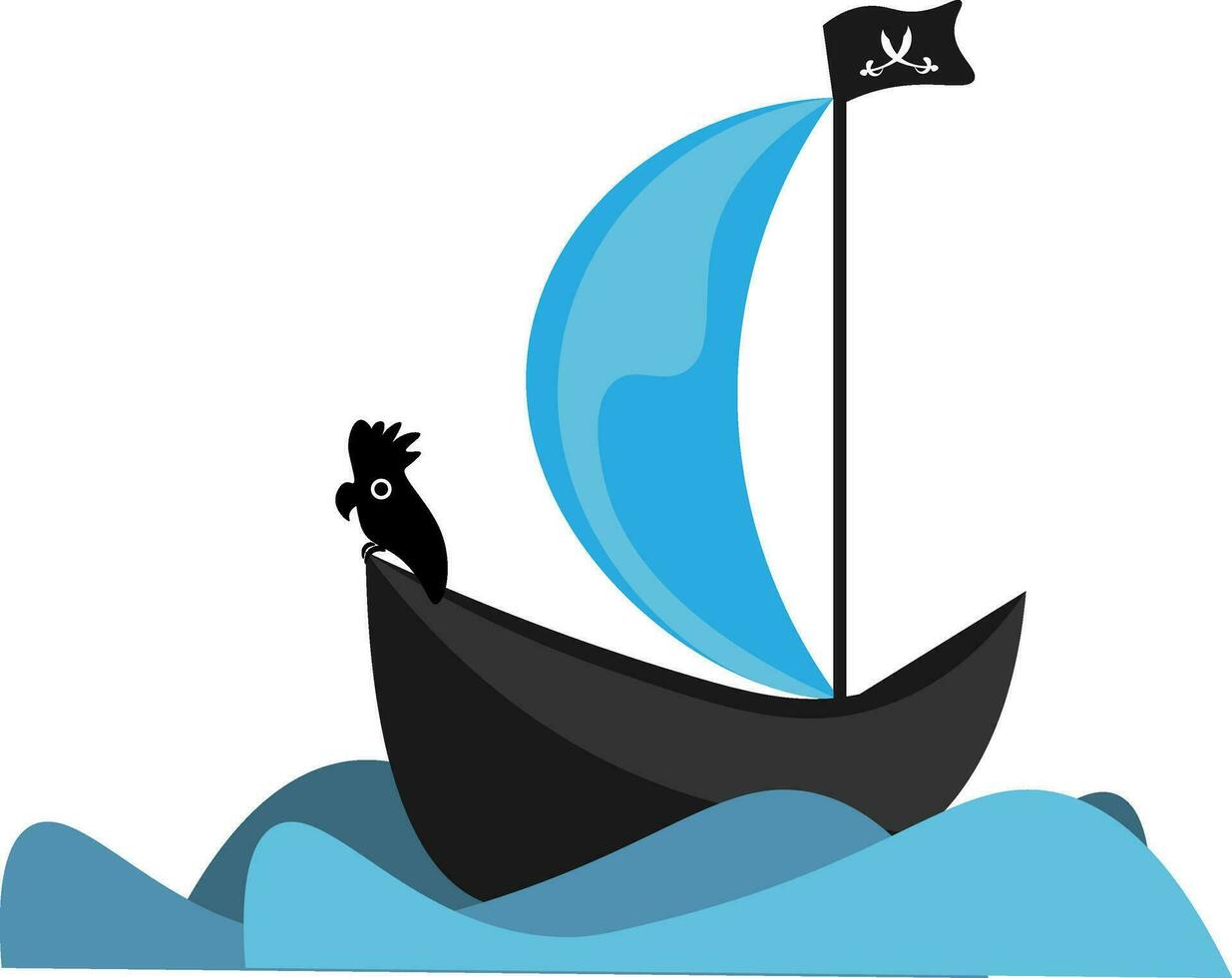 en svart pirat fartyg vektor eller Färg illustration