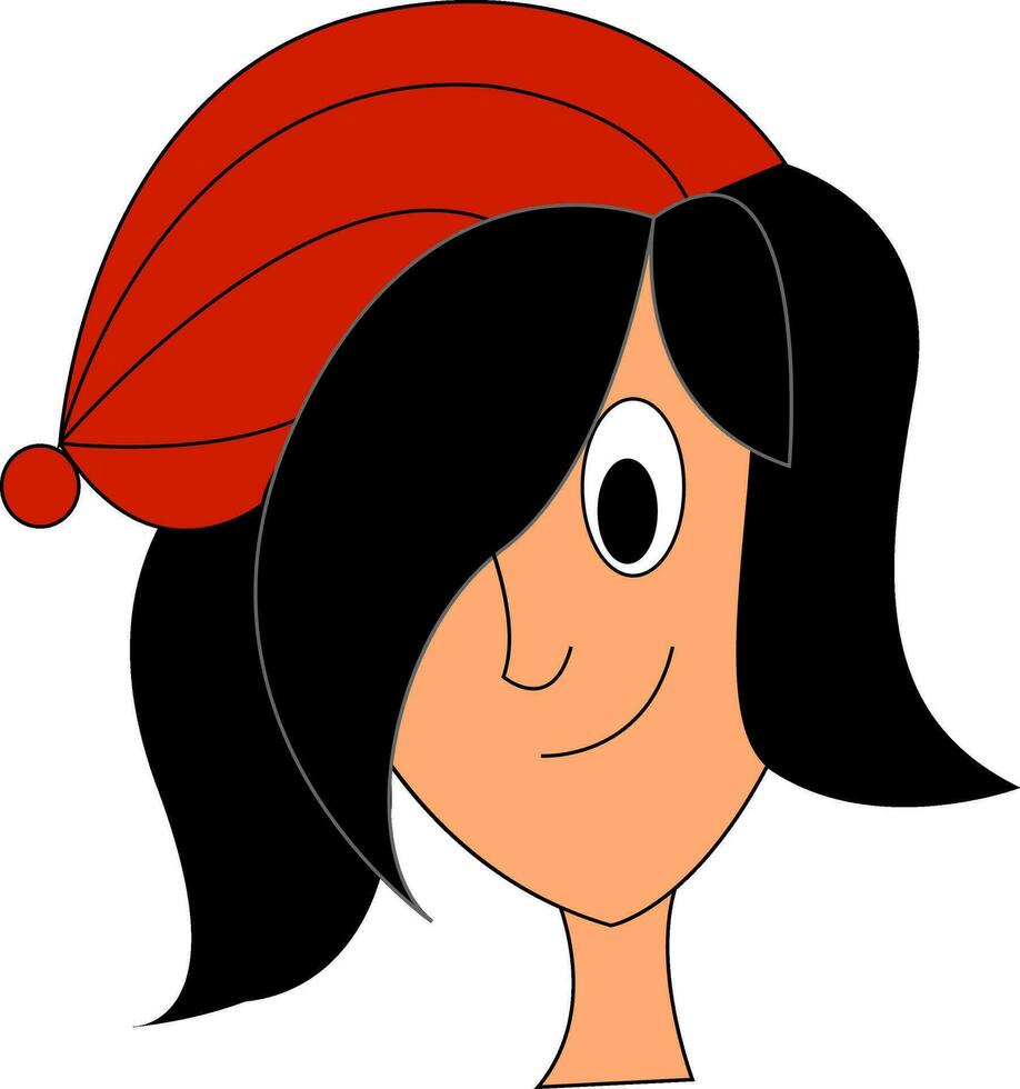 en flicka bär röd hatt vektor eller Färg illustration