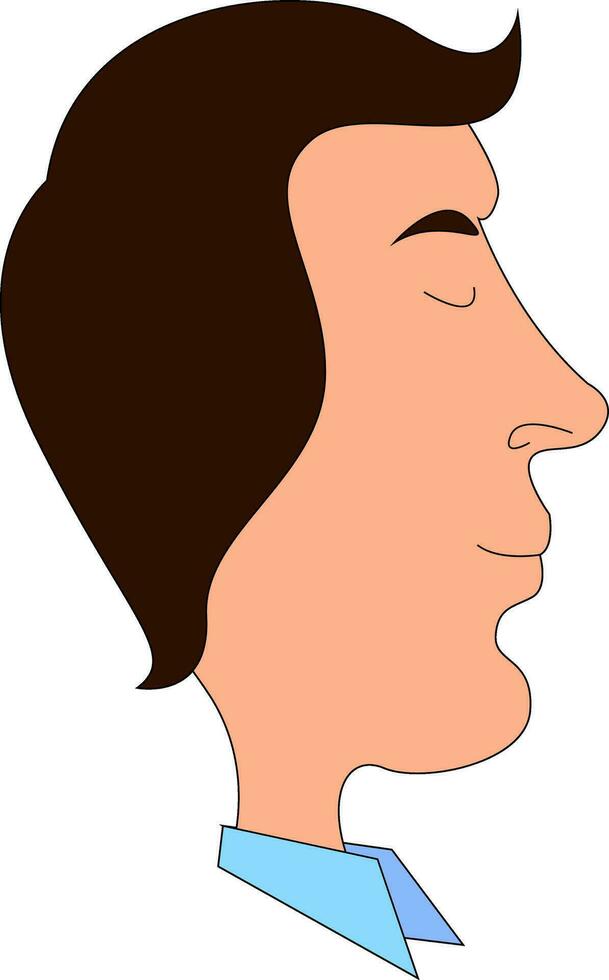 en profil av en ung man vänd åt sidan vektor eller Färg illustration