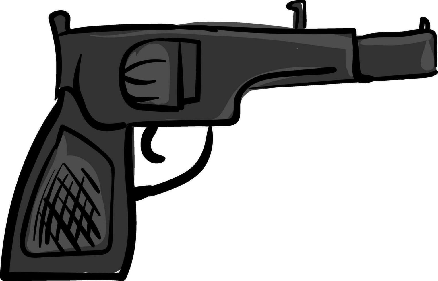 en svart pistol, vektor eller Färg illustration.