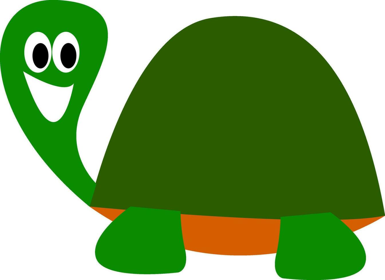 Karikatur Bild von ein Lachen Schildkröte Über Weiß Hintergrund angesehen von das Seite, Vektor oder Farbe Illustration.