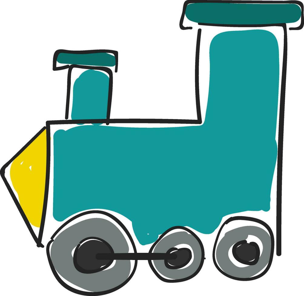 ein blau gefärbt Spielzeug Zug Lokomotive Motor, Vektor oder Farbe Illustration.