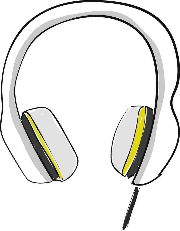 trådbunden hög upplösning audio över huvudet hörlurar, vit, vektor eller Färg illustration.