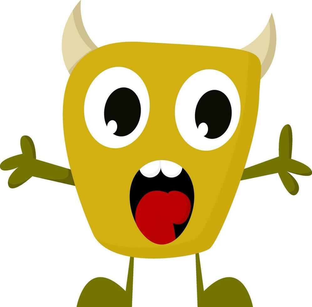 en gul monster, skrikande, vektor eller Färg illustration.