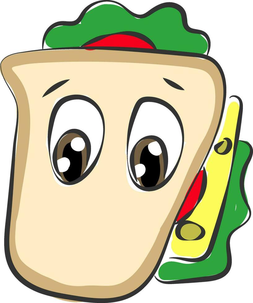 emoji av en ledsen smörgås vektor eller Färg illustration