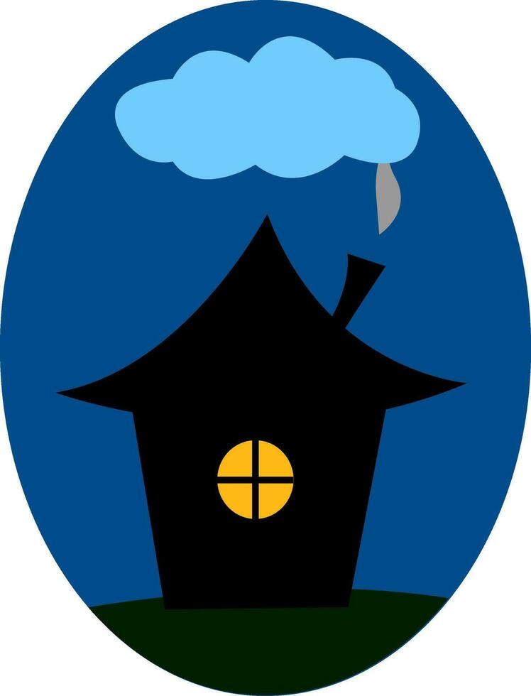 ClipArt av en hus på natt över blå bakgrund vektor eller Färg illustration