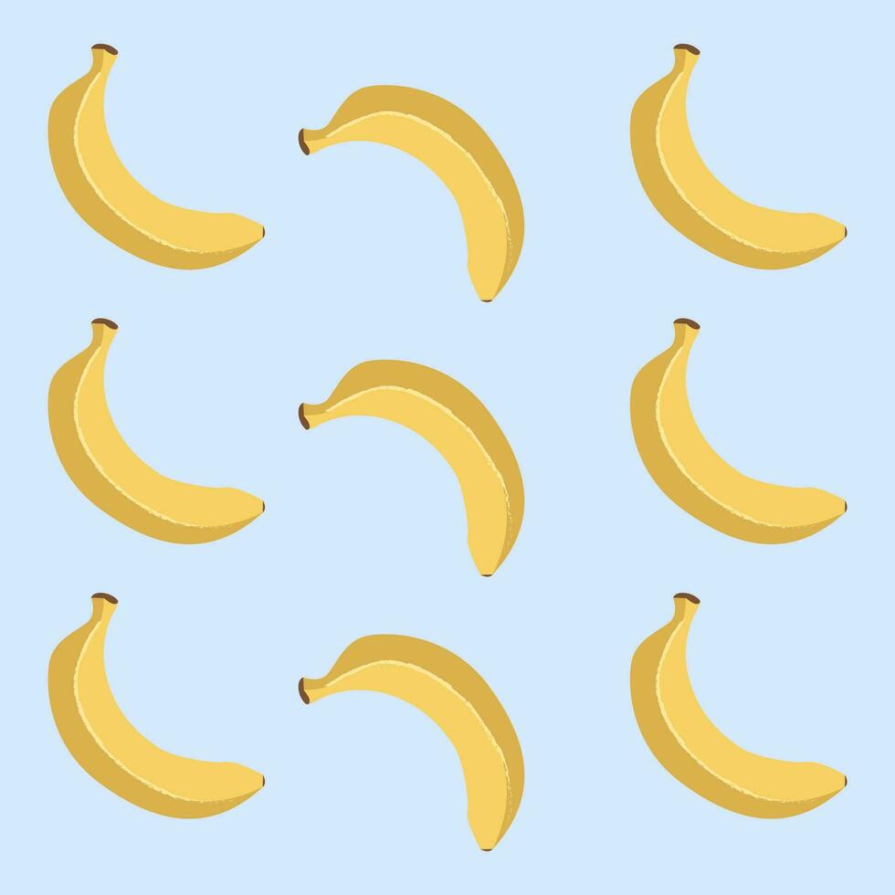 das Muster von neun Gelb Bananen Über Blau Hintergrund Vektor oder Farbe Illustration